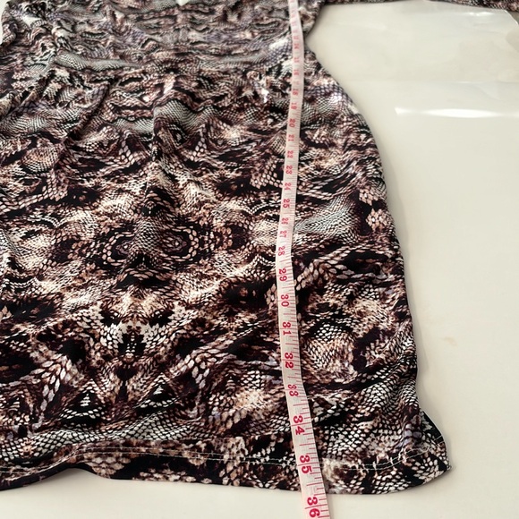 Snake skin keyhole midi dress long sleeve bodyCon animal print knee length dress - Picture 9 of 12